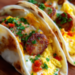air fryer egg white breakfast tacos with chicken sausage