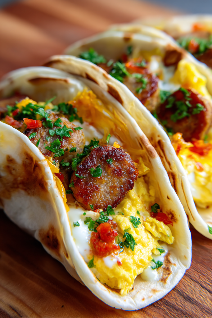 air fryer egg white breakfast tacos with chicken sausage