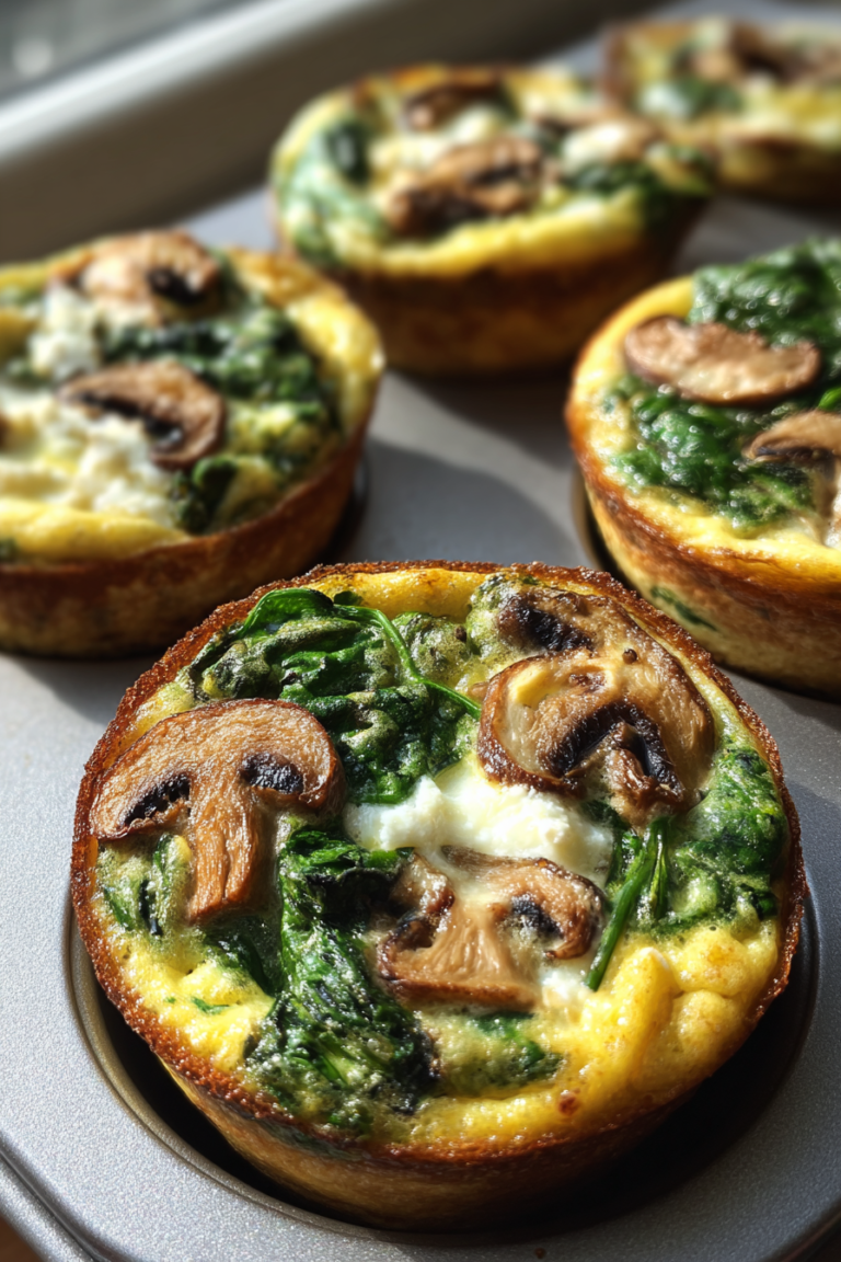 air fryer egg white spinach mushroom omelet cups