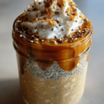 coffee shop style vanilla latte overnight oats chia