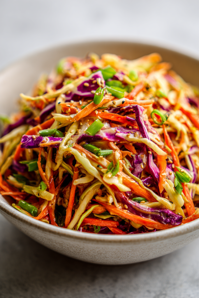 dairy free asian slaw with sesame ginger dressing