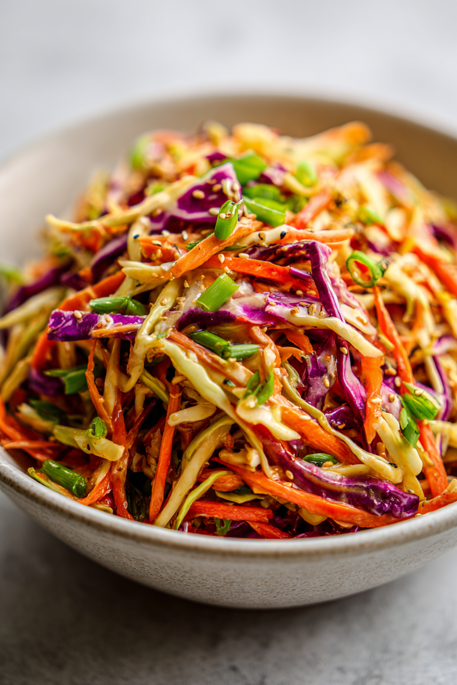 dairy free asian slaw with sesame ginger dressing