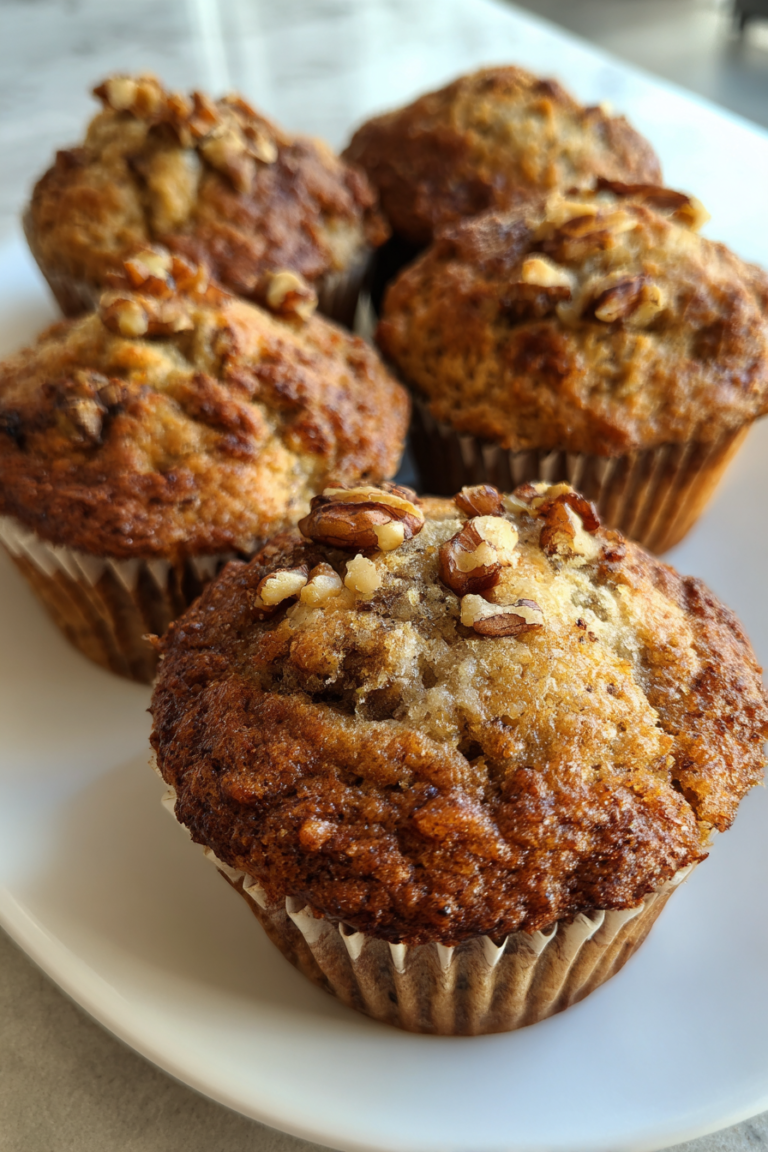 dairy free banana oat breakfast muffins with walnuts