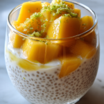 dairy free coconut chia pudding with mango lime
