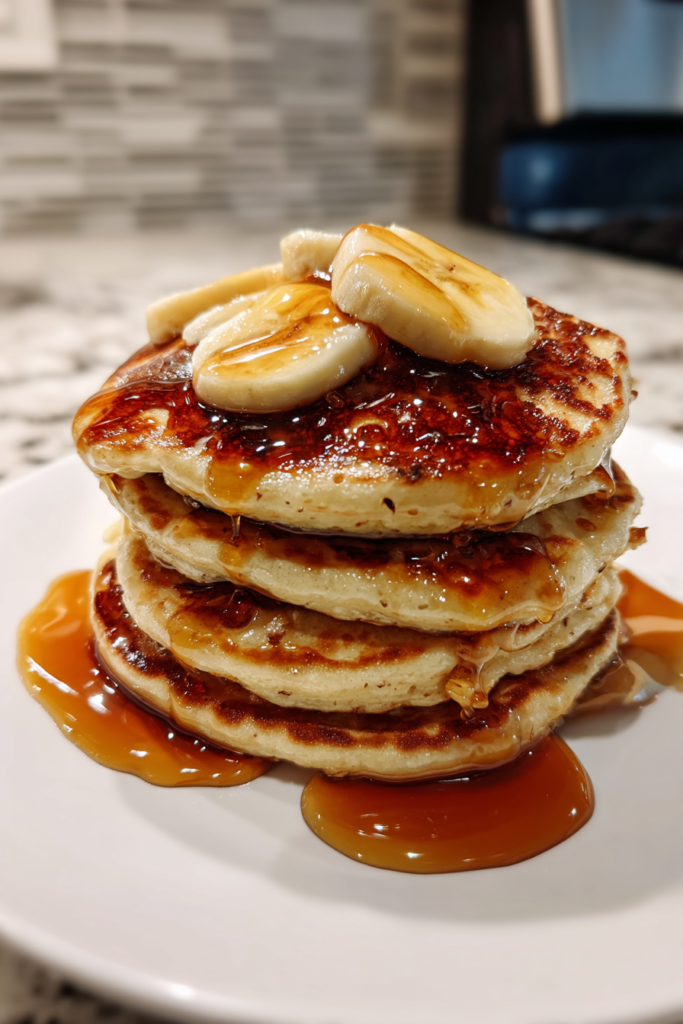 gluten free banana oat blender pancakes with maple