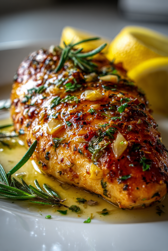 healthy air fryer chicken breast with lemon herbs and garlic