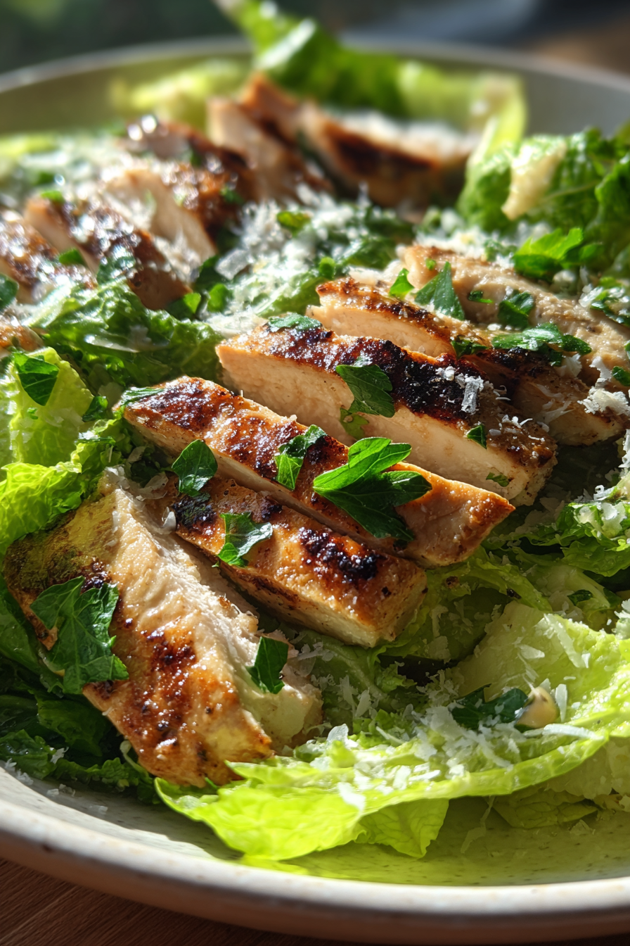 healthy restaurant style grilled chicken caesar salad light dressing