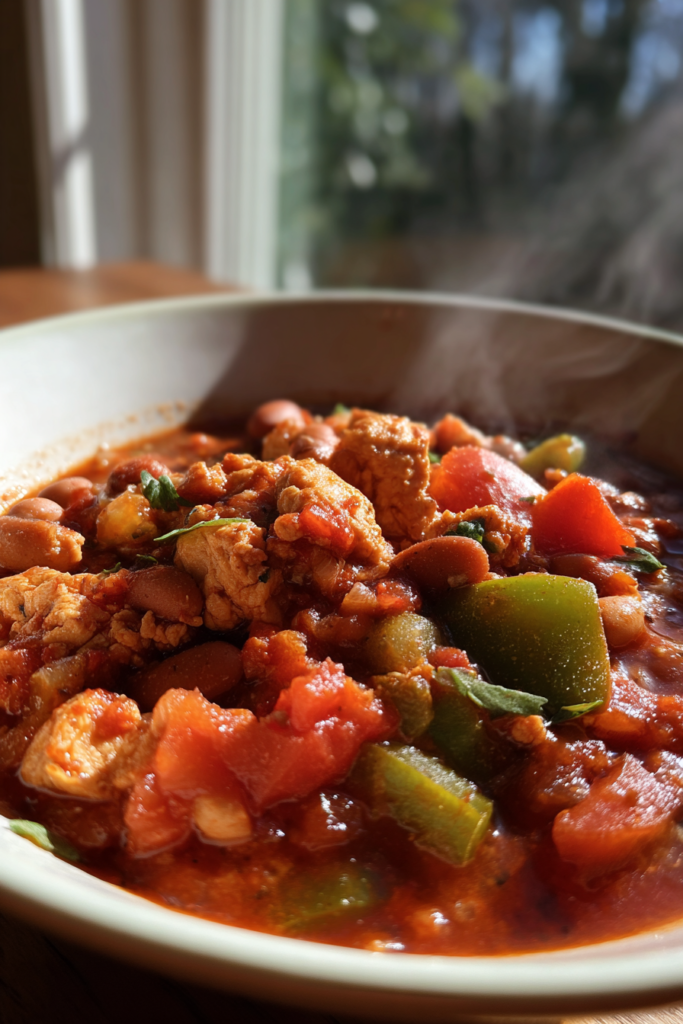 healthy slow cooker turkey chili high protein bean packed