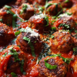 high protein turkey meatballs in marinara sauce skillet