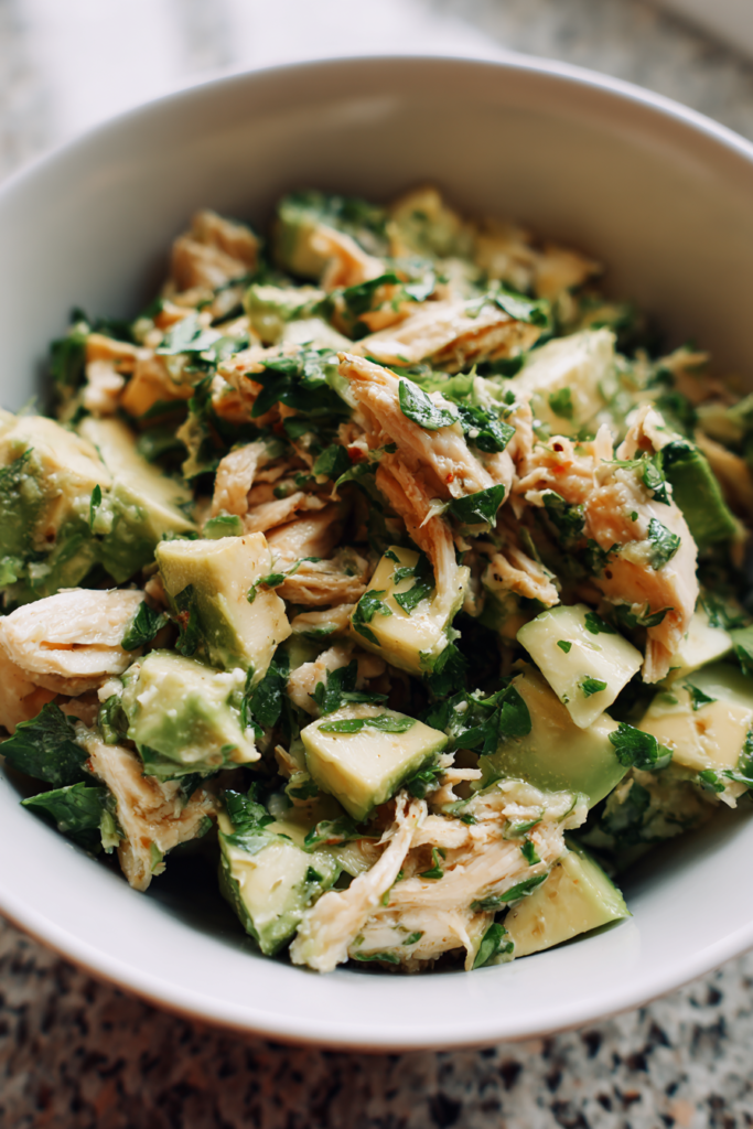 keto avocado chicken salad with lime and cilantro