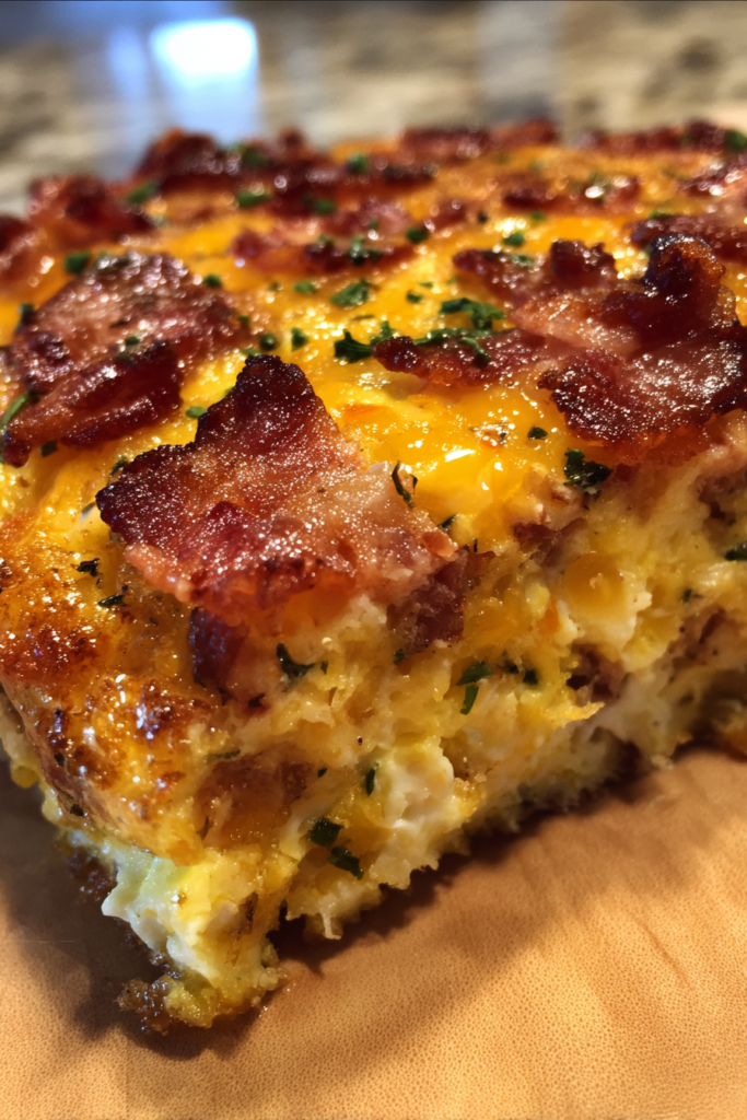 keto bacon and egg breakfast casserole with cheddar