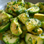 keto cucumber avocado herb salad with olive oil