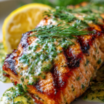 keto grilled salmon with lemon dill butter sauce pan