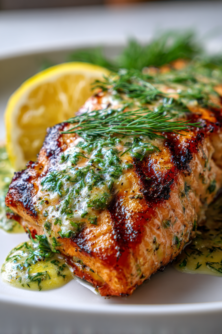 keto grilled salmon with lemon dill butter sauce pan