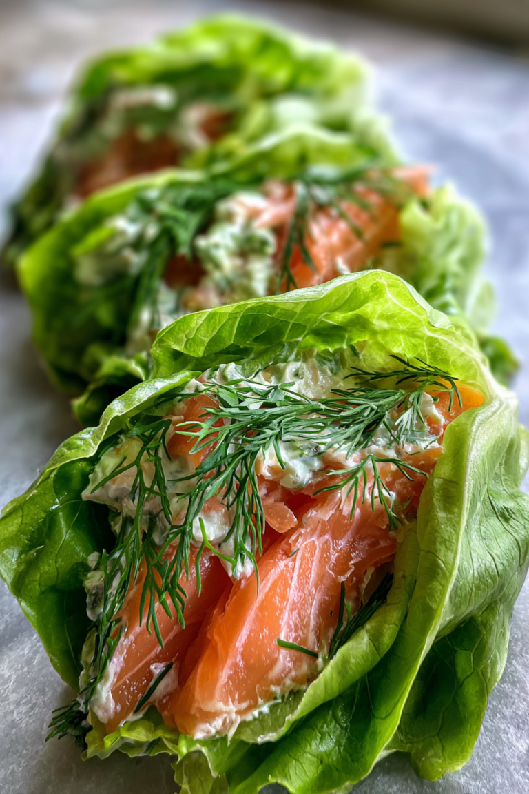keto smoked salmon cream cheese lettuce wraps dill