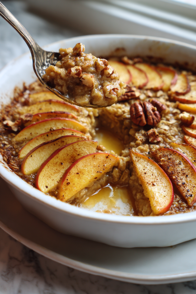 meal prep baked oatmeal with apples cinnamon nuts