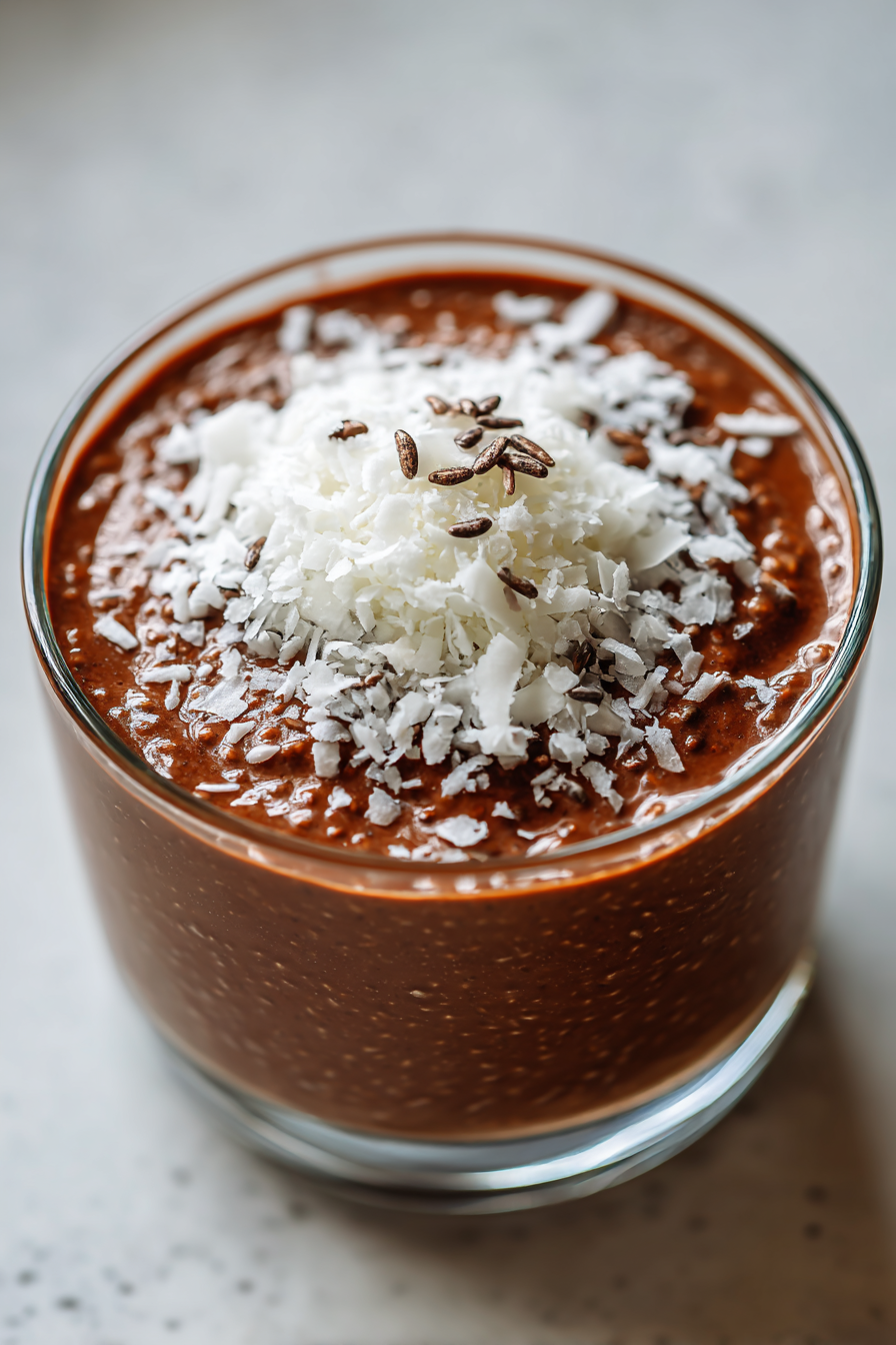 meal prep chocolate chia pudding with coconut milk