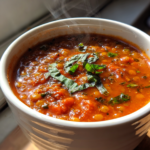 meal prep lentil tomato basil soup for freezing