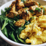 meal prep turkey and egg breakfast bowls with spinach