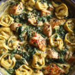 one pot creamy chicken tortellini with spinach garlic