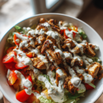 ramadan air fryer chicken shawarma bowls with garlic sauce