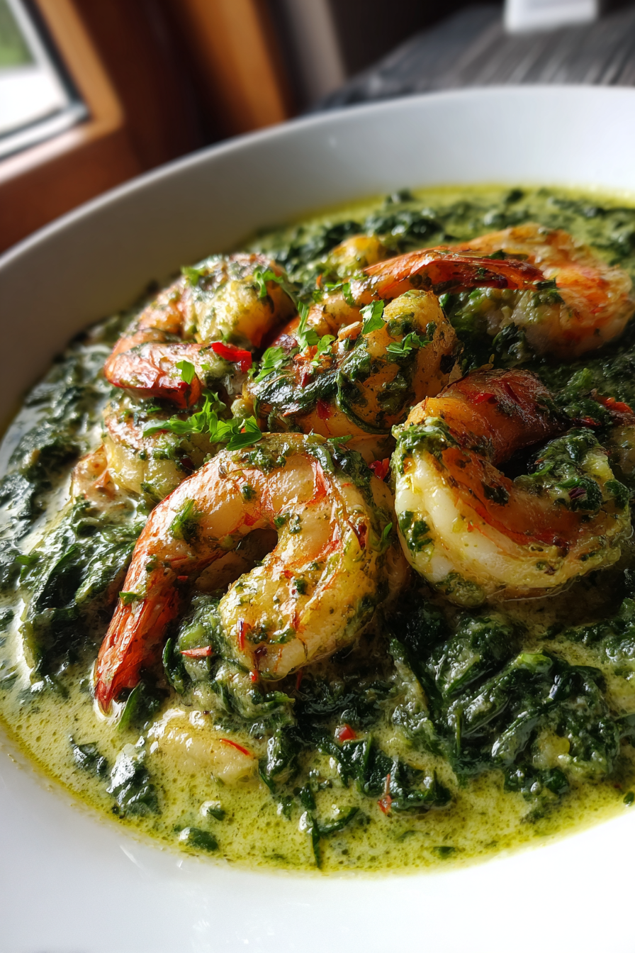 ramadan keto shrimp coconut curry with spinach milk