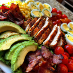 restaurant style cobb salad with turkey and bacon
