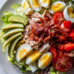 restaurant style cobb salad with turkey bacon avocado