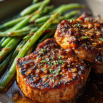 sheet pan maple dijon pork chops with green beans