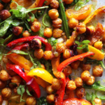 sheet pan roasted chickpea salad with lemon vinaigrette