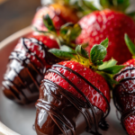valentine coffee shop style chocolate covered strawberries with silky ganache