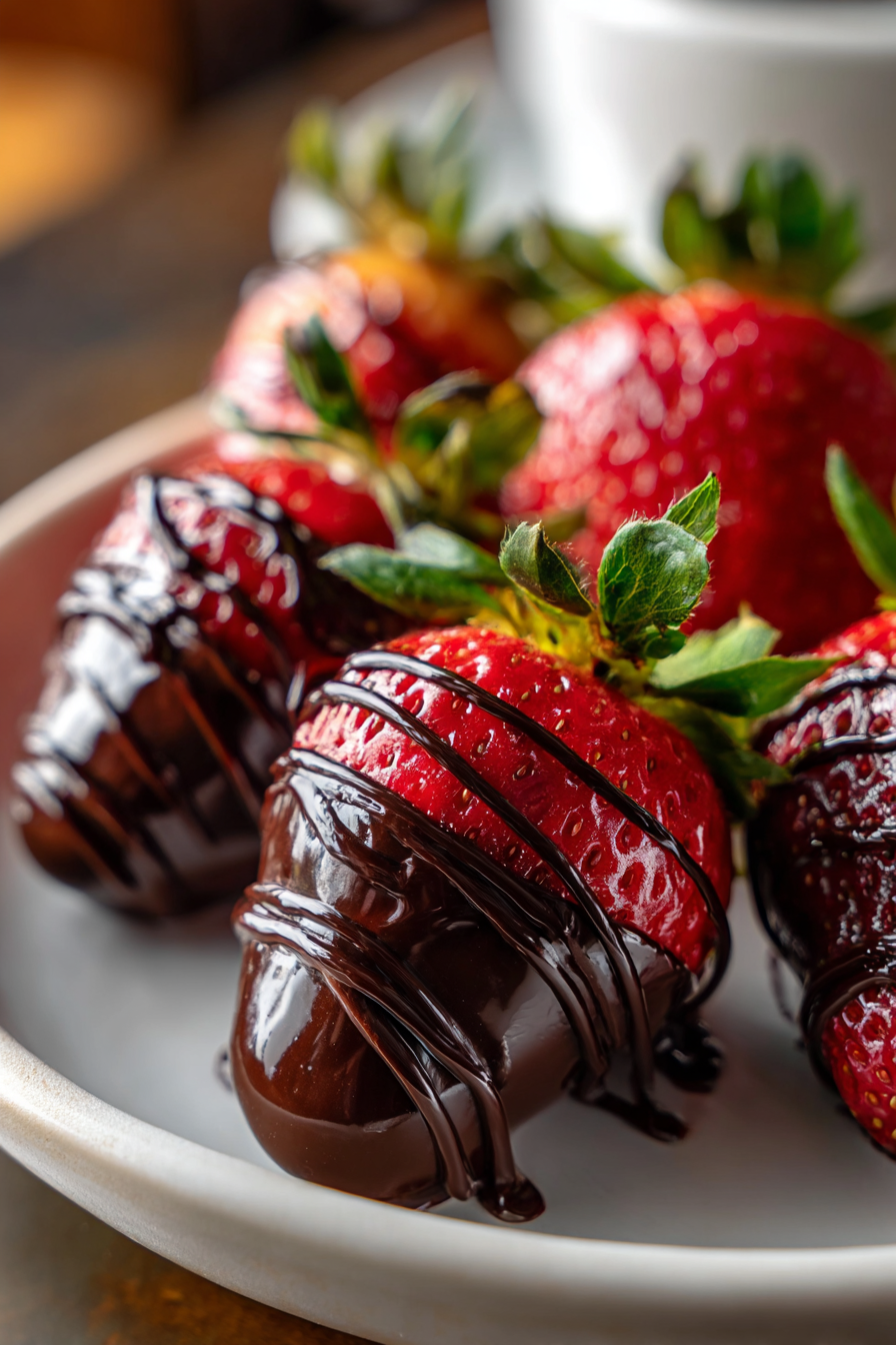 valentine coffee shop style chocolate covered strawberries with silky ganache