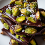 valentine dairy free dark chocolate bark with pistachios and sea salt