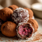 valentine vegan raspberry chocolate truffles with coconut milk ganache