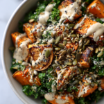 vegan kale sweet potato tahini salad bowls seeds