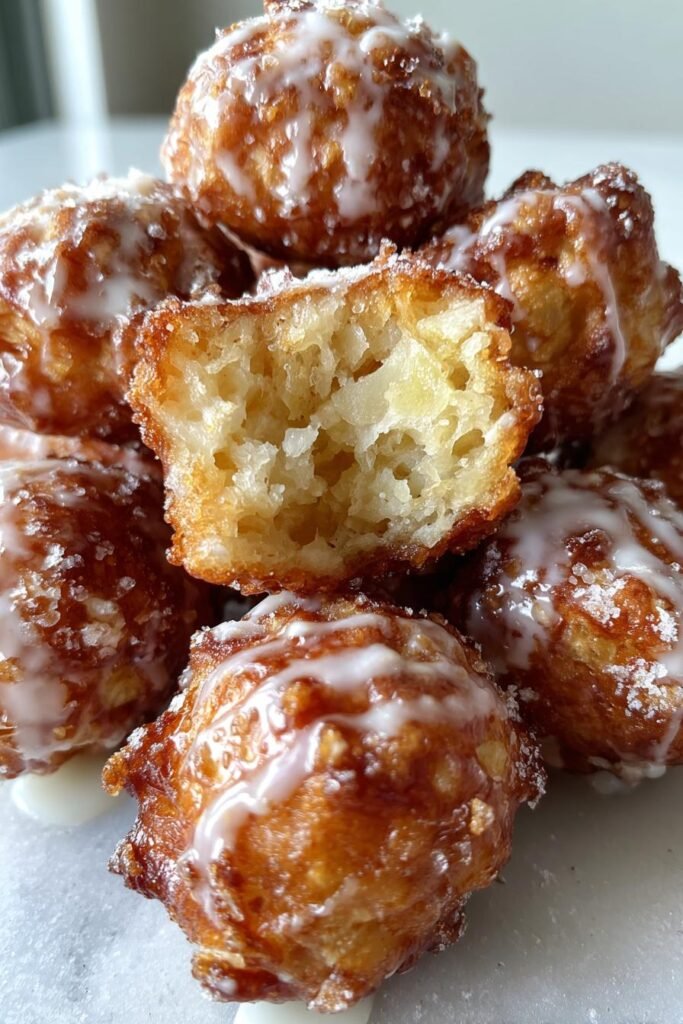 air fryer cardamom apple fritter donut holes glazed