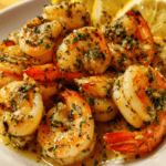 air fryer valentine garlic butter shrimp with lemon herbs