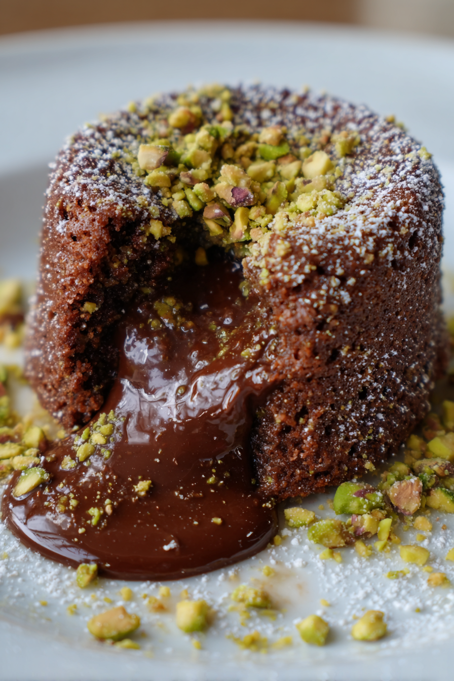 chocolate pistachio lava cake
