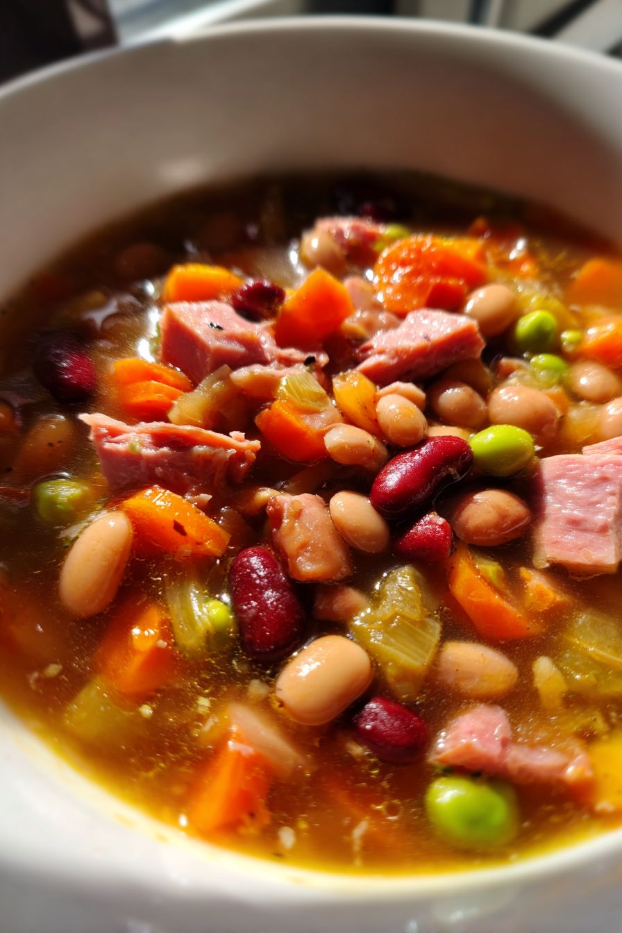 classic ham and bean soup with diced ham hocks