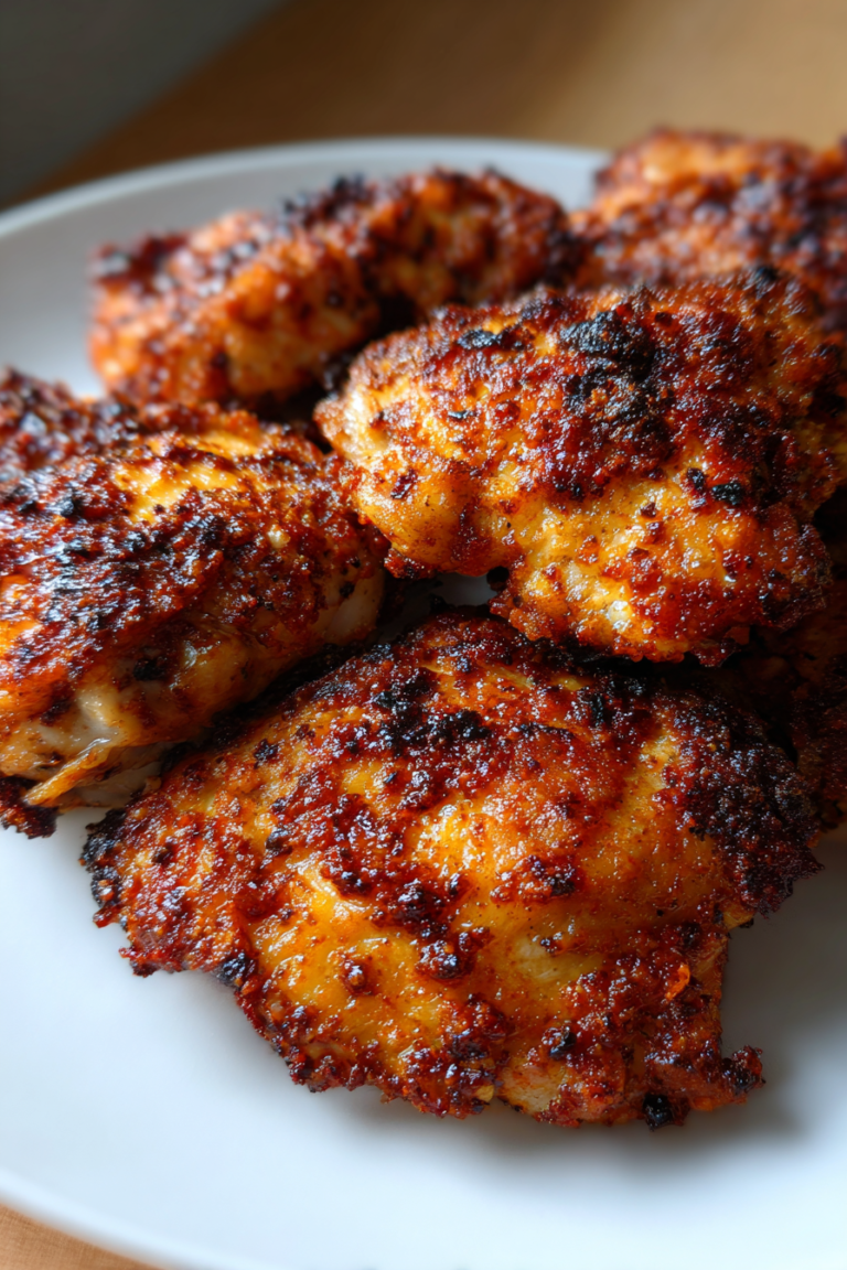 gluten free air fryer chicken thighs with garlic paprika crust