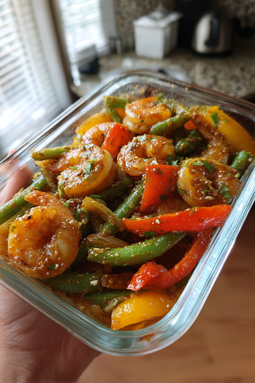 gluten free shrimp stir fry meal prep with ginger garlic