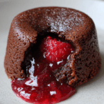 gluten free valentine chocolate lava cakes with raspberry center