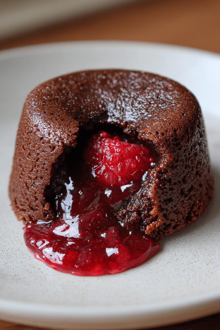 gluten free valentine chocolate lava cakes with raspberry center