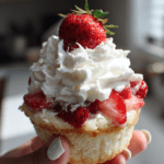 gluten free valentine strawberry shortcake cups with whipped cream