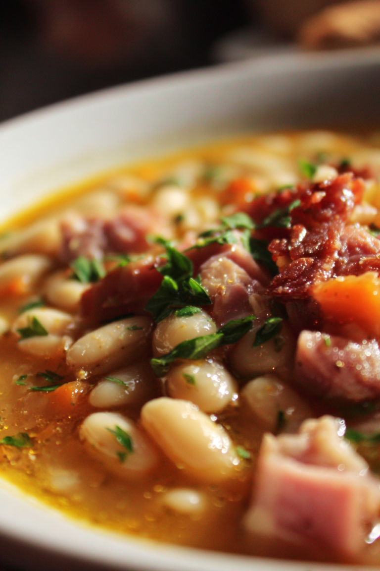 high protein ham and great northern bean soup