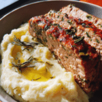 high protein valentine turkey meatloaf with garlic mashed potatoes