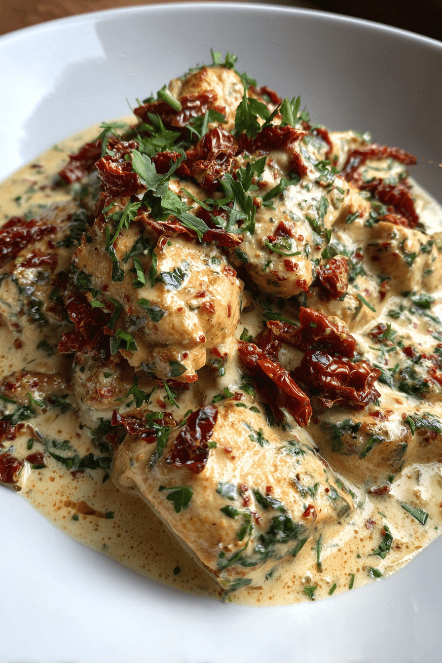 keto valentine creamy tuscan chicken skillet with sun dried tomatoes