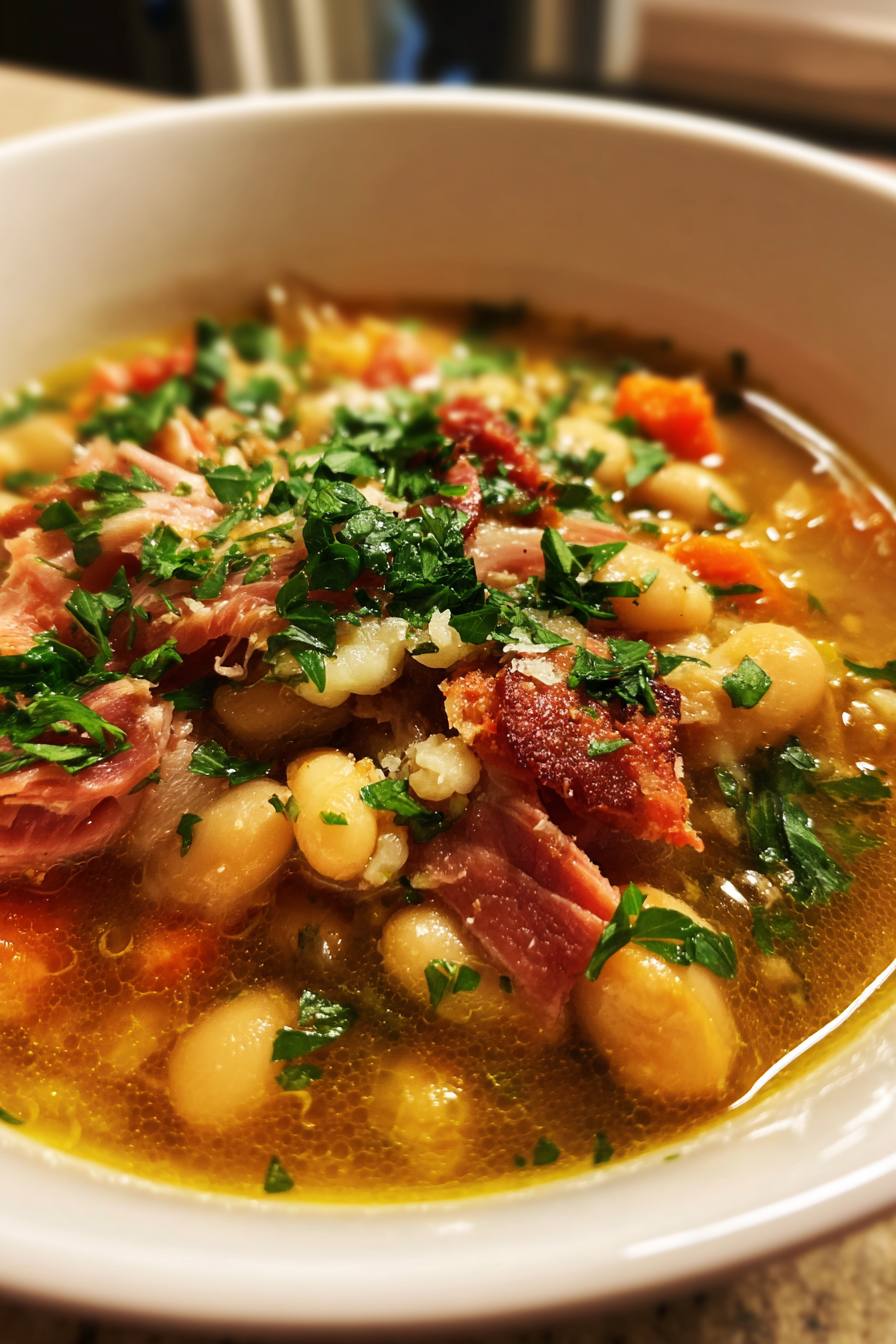 one pot smoky ham and navy bean soup recipe