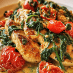 one pot valentine creamy tuscan chicken with spinach tomatoes