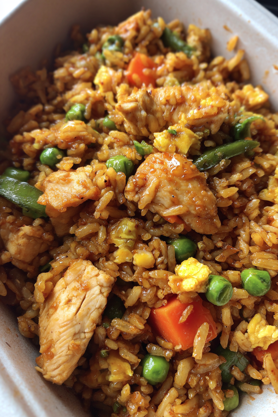 restaurant style gluten free chicken fried rice using tamari